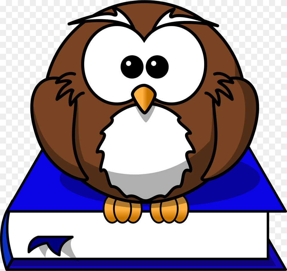 Owl Sitting On A Book Clipart, Baby, Person, Animal, Face Free Png Download