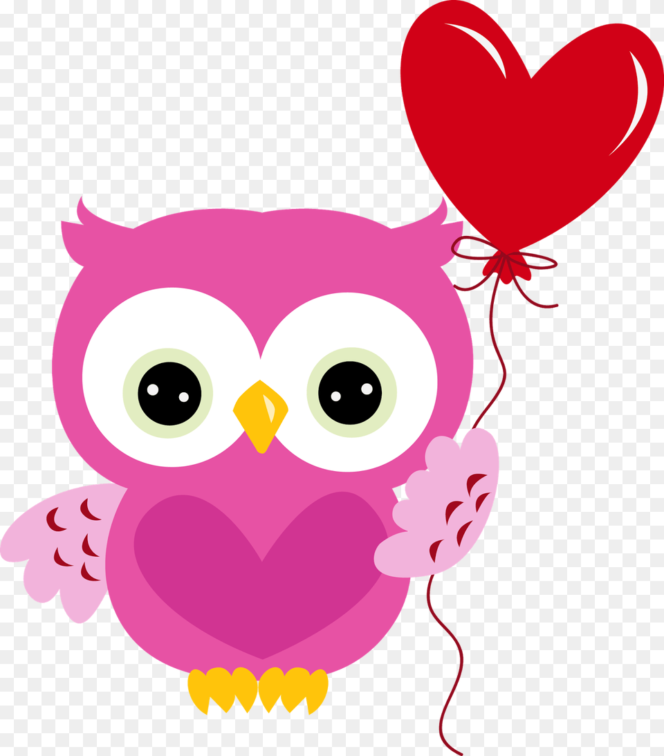 Owl Valentines Day Clip Art, Balloon, Animal, Cat, Mammal Free Png Download