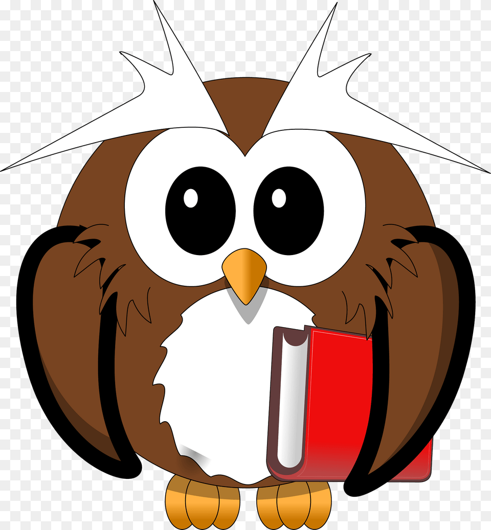 Owl With Book Clipart, Animal, Fish, Sea Life, Shark Free Png Download