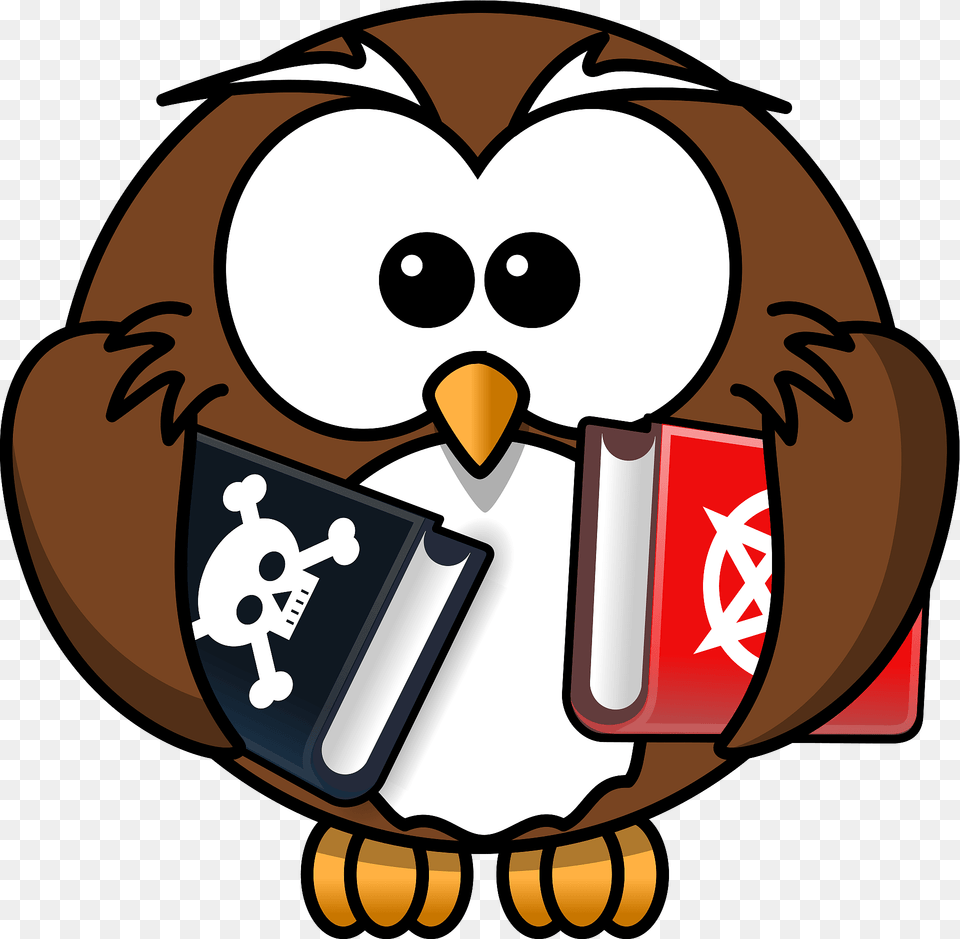 Owl With Books Clipart, Animal, Mammal Png Image