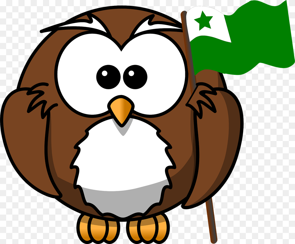 Owl With Esperanto Flag Clipart, Animal, Bird, Nature, Outdoors Png