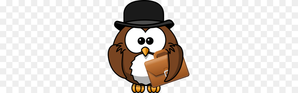 Owl With Hat And Briefcase Vector Image Animals Vectors Public, Clothing, Nature, Outdoors, Snow Free Png