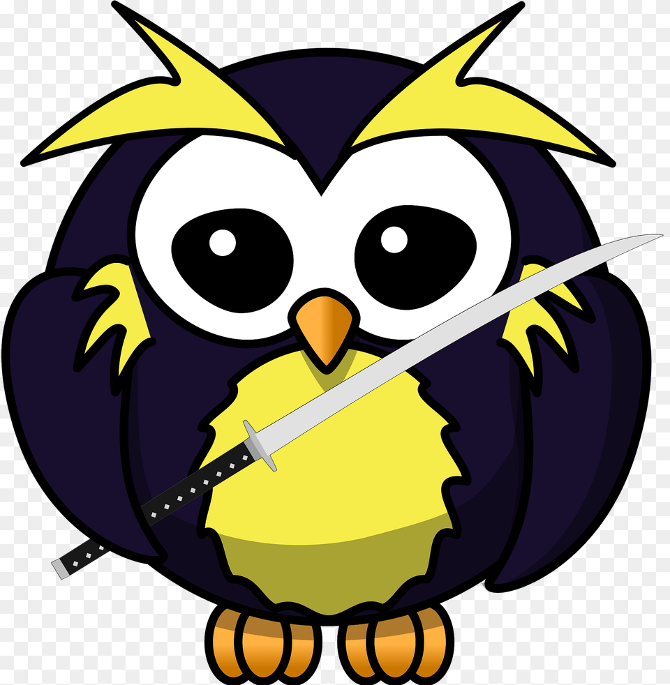 Owl With Katana Clipart, Animal, Beak, Bird, Knife Png Image