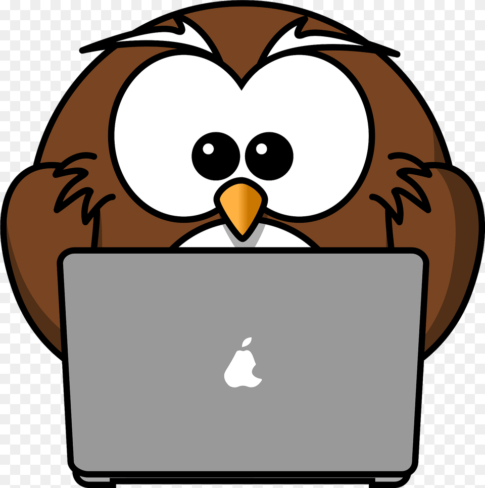 Owl With Laptop Clipart, Computer, Electronics, Pc, White Board Png