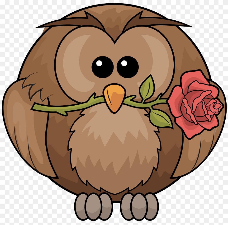 Owl With Rose Clipart, Flower, Plant, Animal, Mammal Free Png Download