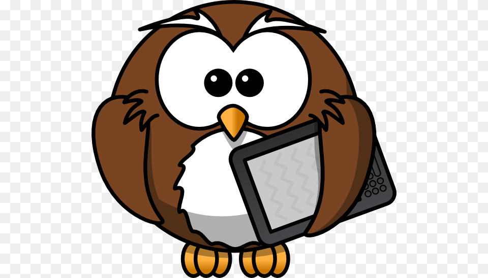 Owl With Tablet Clip Art, Animal, Mammal, Wildlife Free Png Download