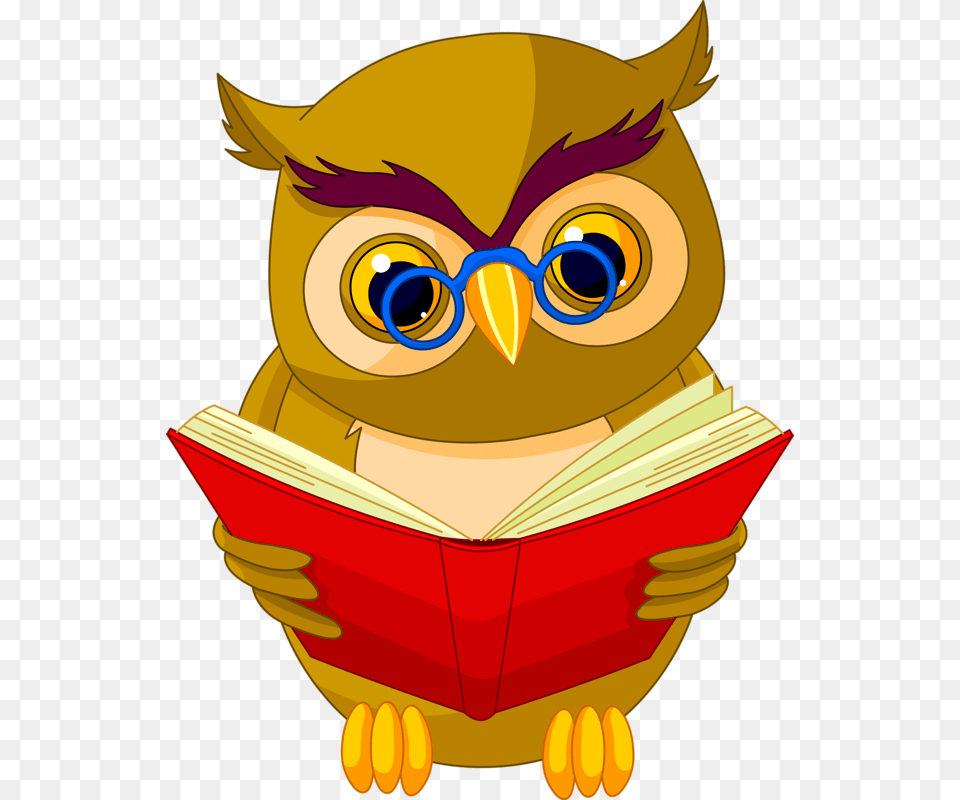 Owls Clipart Reading Wise Owl Cartoon, Person, Book, Publication, Animal Png Image
