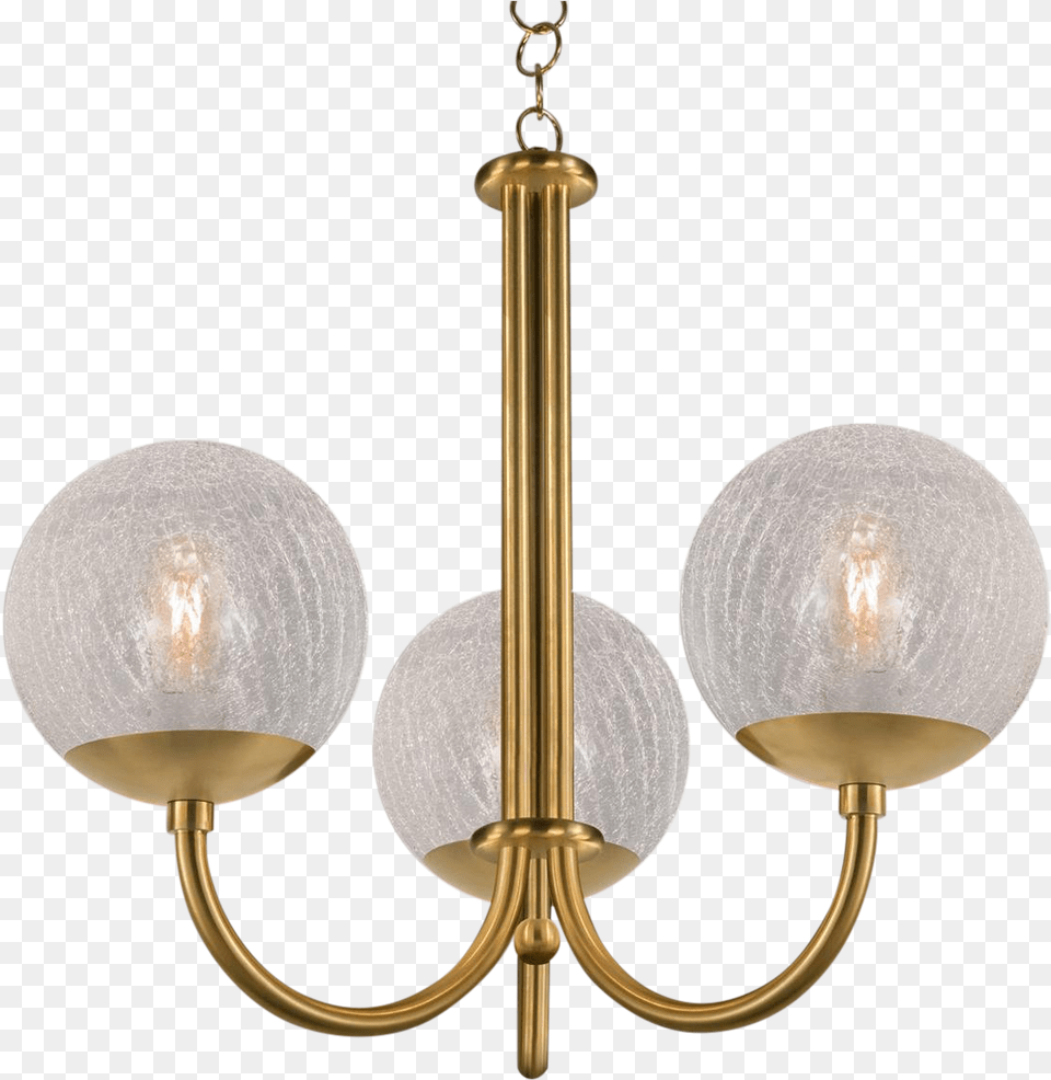 Oxford Brushed Brass 3 Arm Cracked Glass Globes Pendant Chandelier, Lamp, Light Fixture Free Png