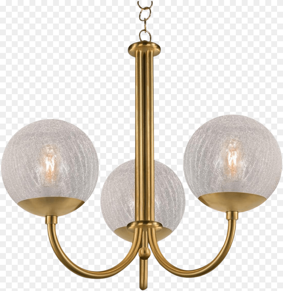 Oxford Brushed Brass 3 Arm Cracked Glass Globes Pendant Light Chandelier, Lamp, Light Fixture Free Png Download