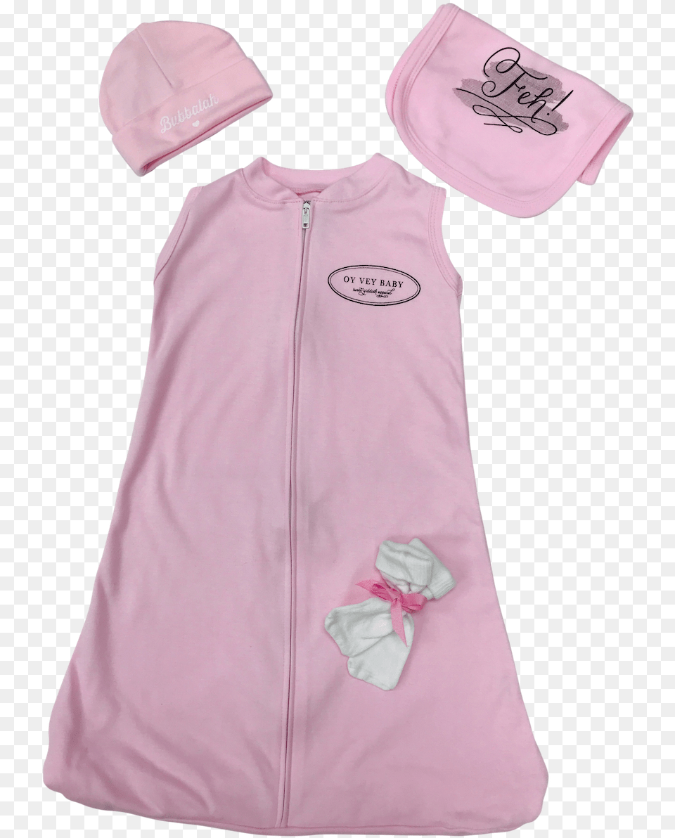 Oy Vey Baby Logo Sac Set In Rose Petal Pink Short Sleeve, First Aid, Clothing, Coat, Accessories Png Image