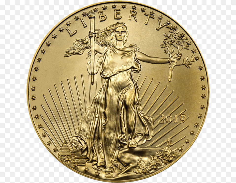 Oz American Eagle Gold Coin Front, Person, Money, Face, Head Png Image