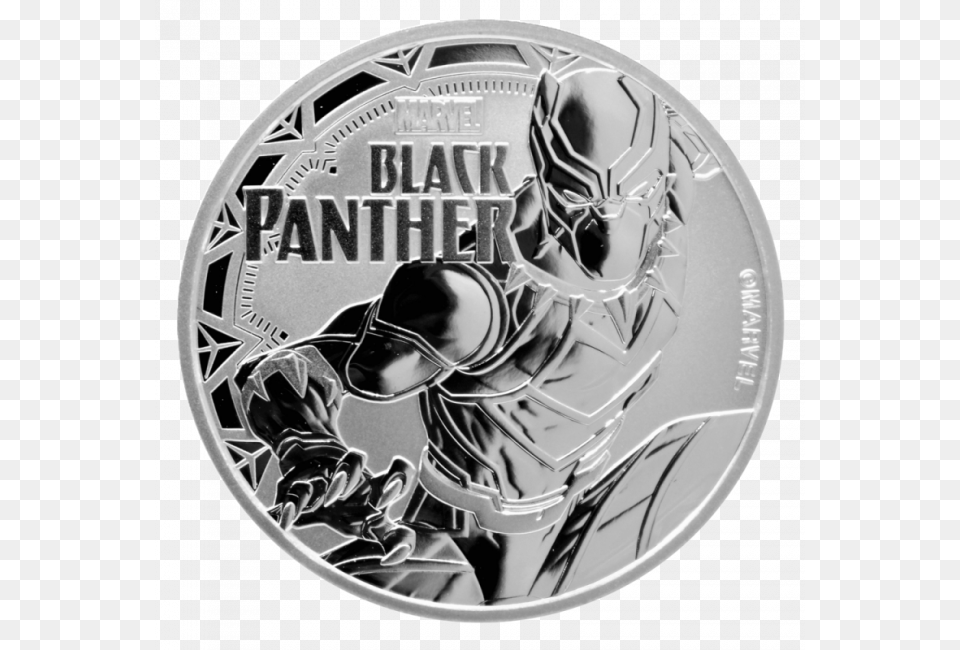 Oz Marvel39s Black Panther Silver Coin 2018 Black Panther Coin, Money, Helmet Png Image