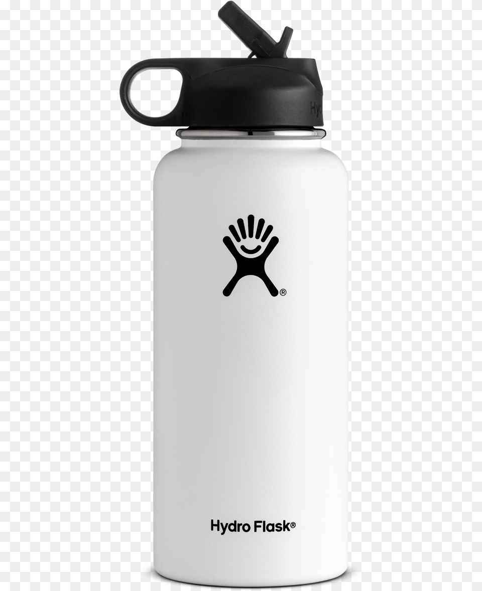 Oz Wide Mouth W Straw Lid Hydro Flask Water Bottle Hydro Flask White Straw Lid, Water Bottle, Shaker Png Image