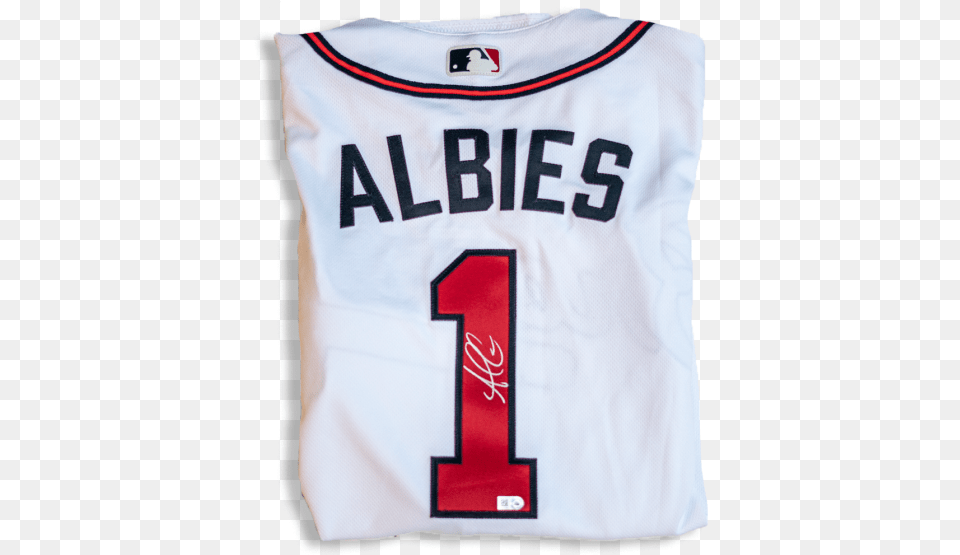 Ozzie Albies Autographed Authentic White Home Jersey Atlanta Braves, Clothing, Shirt, T-shirt Free Transparent Png