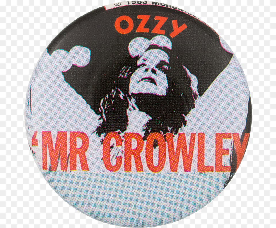 Ozzy Mr Crowley Music Button Museum Badge, Logo, Symbol, Baby, Person Png Image