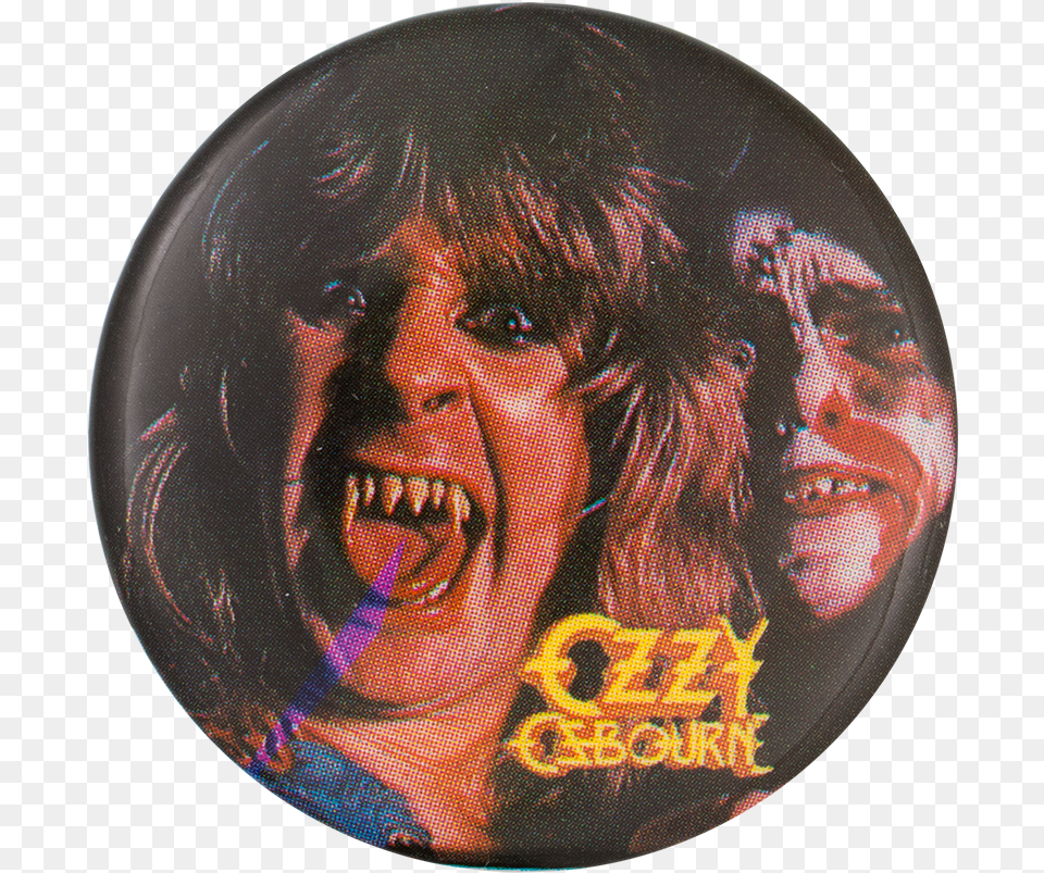 Ozzy Ozbourne Fangs Music Button Museum Ozzy With Fangs, Face, Head, Person, Disk Free Png Download