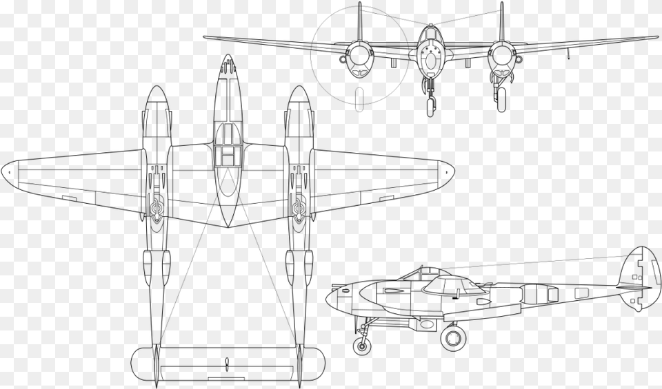 P 38 Lightning, Gray Png