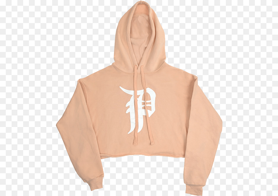 P Logo Peach Crop Hoodie Sweatshirt Hoodie, Clothing, Hood, Knitwear, Sweater Png