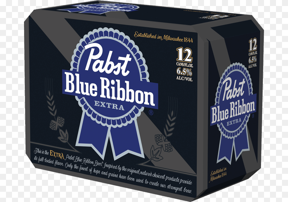 Pabst Blue Ribbon Extra 12 Pack, Alcohol, Beer, Beverage, Lager Png