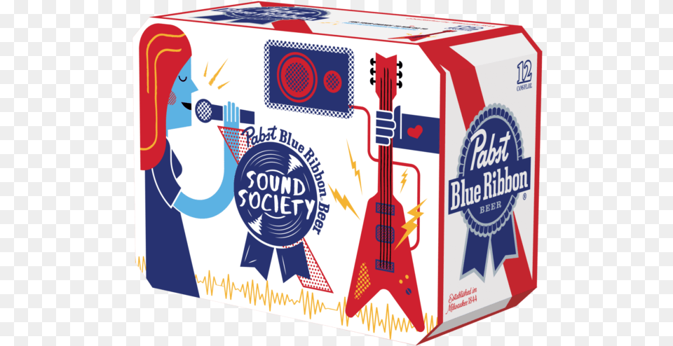 Pabst Blue Ribbon Sound Society, Box, Guitar, Musical Instrument, Cardboard Free Png