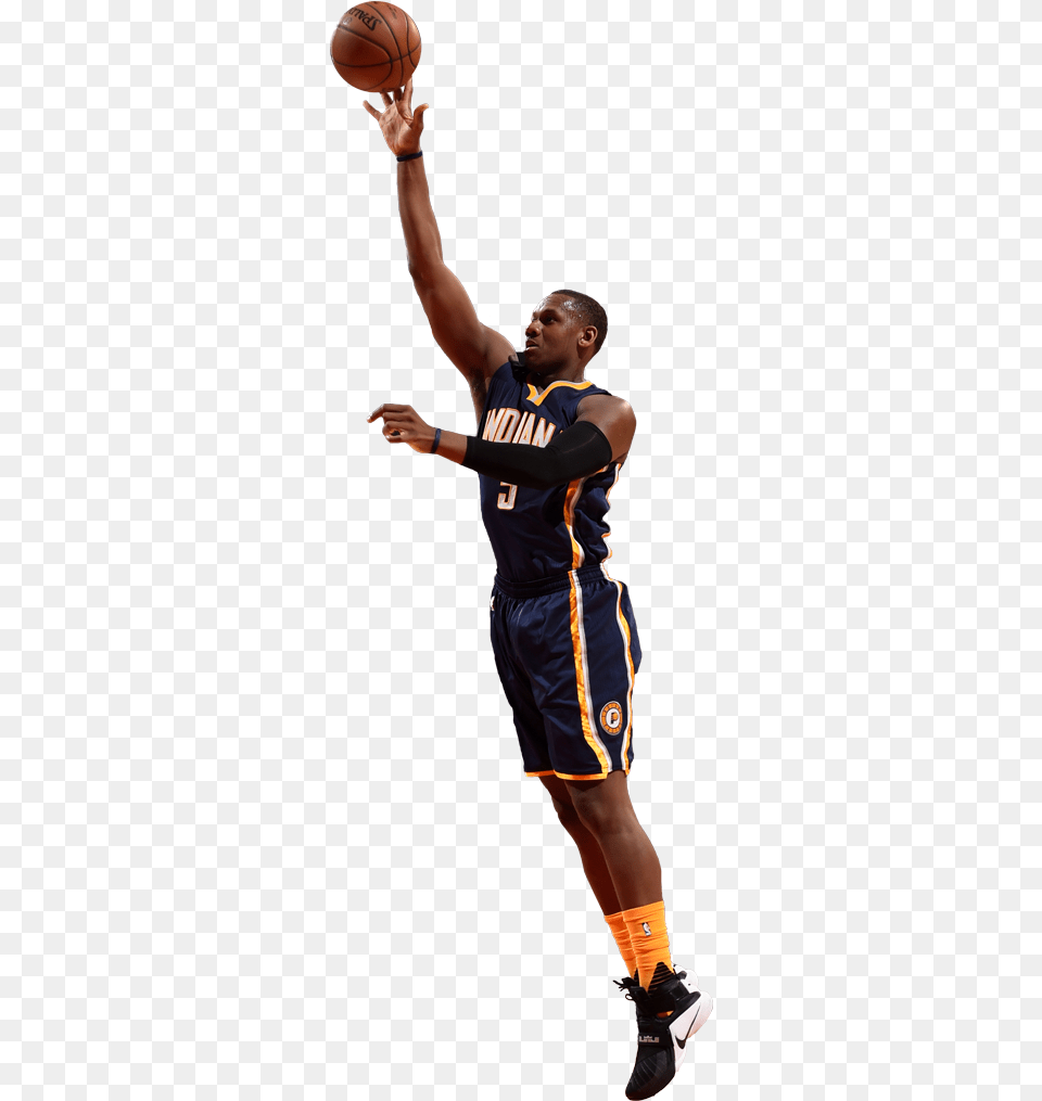 Pacers And Fever All Star Participants Paul George Dunk Cutout, Sphere, Ball, Shoe, Person Free Png