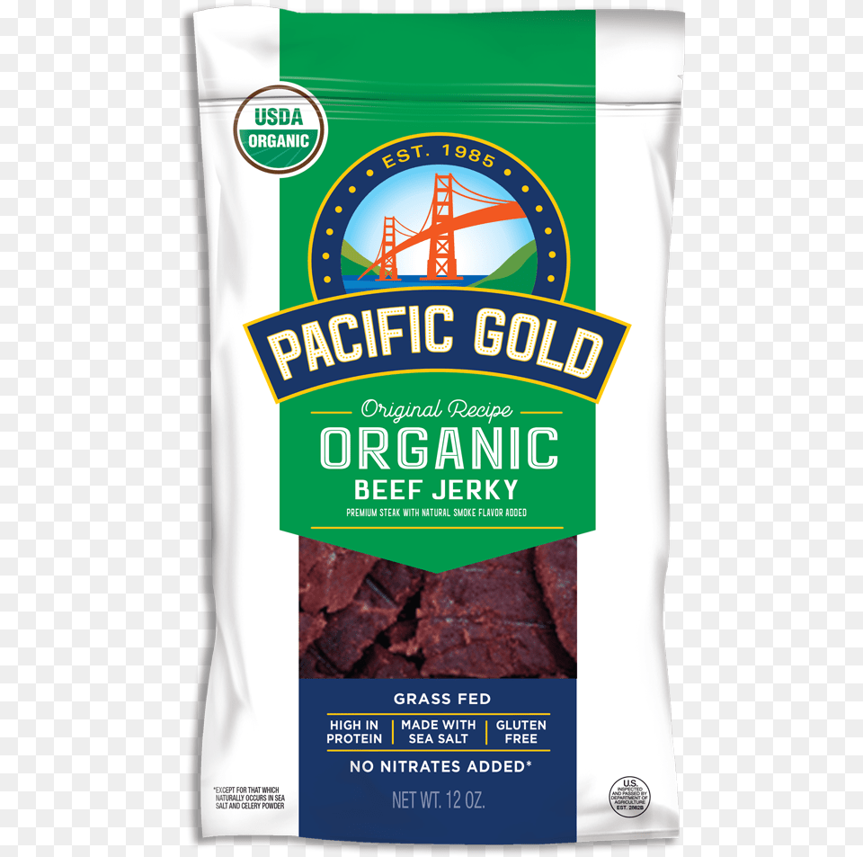 Pacific Gold Original Organic Pacific Gold Beef Jerky, Food, Sweets, Powder, Chocolate Png Image