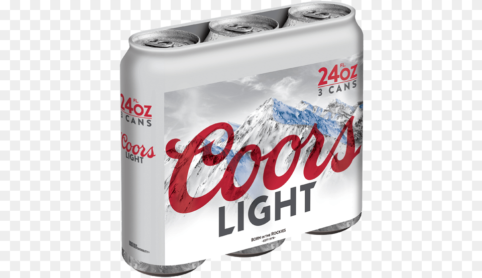 Pack 24 Fl Oz Cans Coors Light 3 Pack, Beverage, Coke, Soda, Can Free Png