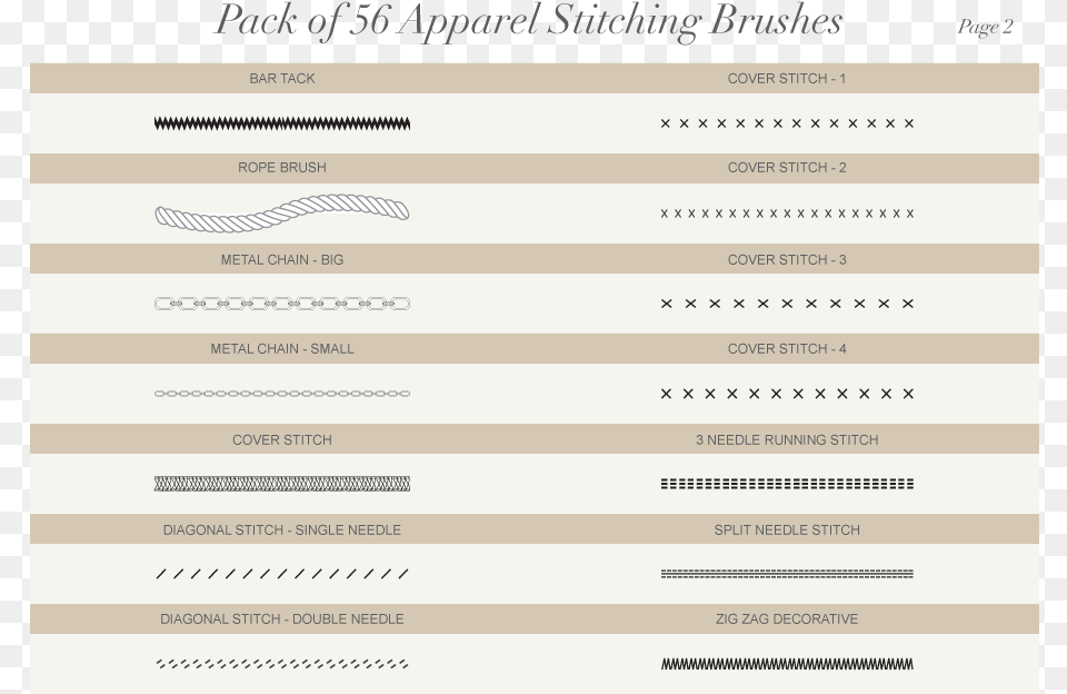 Pack Of 56 Apparel Stitching Vector Brushes Symmetry, Page, Text Free Png Download