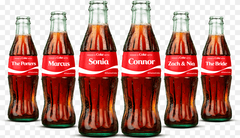 Pack Of 8 Fl Oz Personalized Glass Bottles Of Cocacola Coca Cola Bottle, Beverage, Coke, Soda, Alcohol Free Png Download