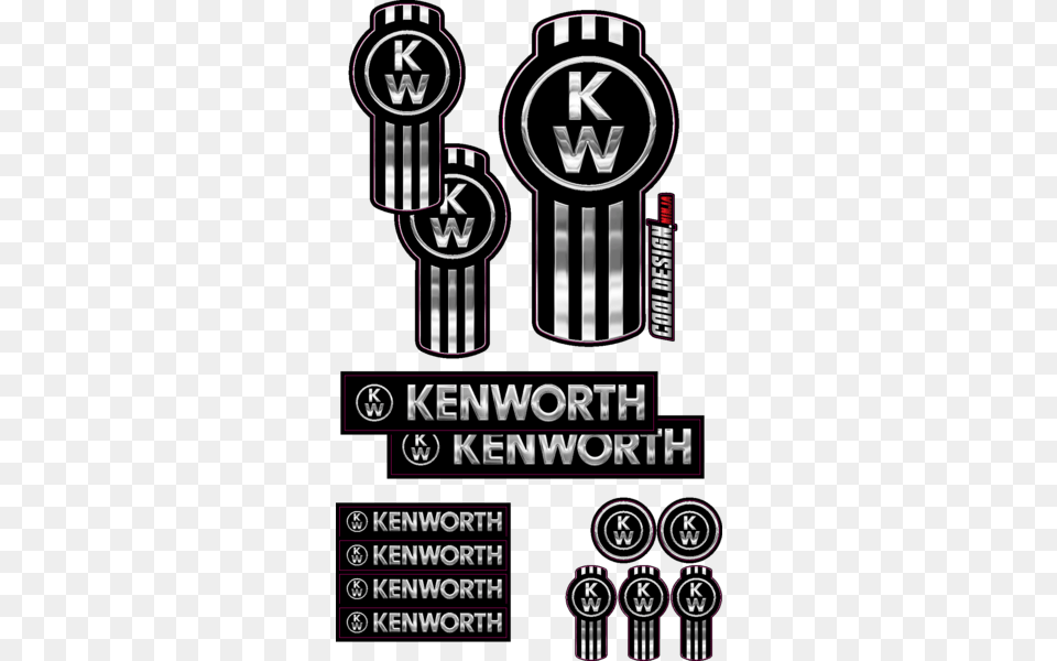 Pack Of Chrome And Black Vertical Kenworth Emblem Emblem Vertical, Advertisement, Poster, Gas Pump, Machine Free Png