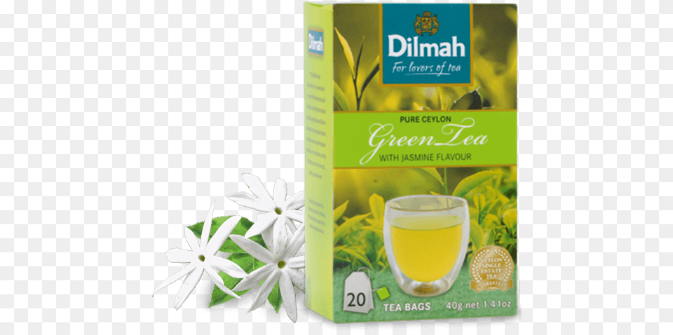 Pack Of Green Tea With Jasmine Flowers Dilmah Green Tea Jasmine, Beverage, Green Tea Free Transparent Png