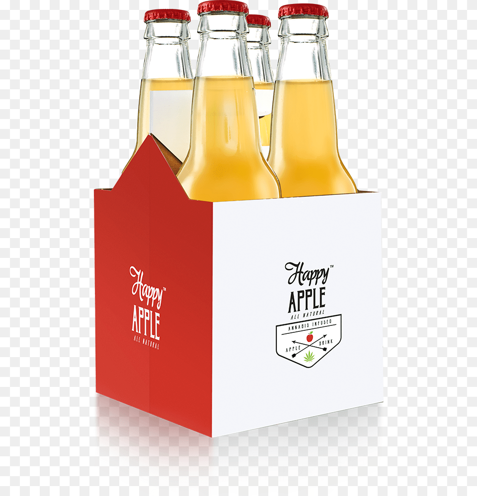 Pack Of Happy Apple Glass Bottle, Alcohol, Beer, Beverage, Pop Bottle Free Png