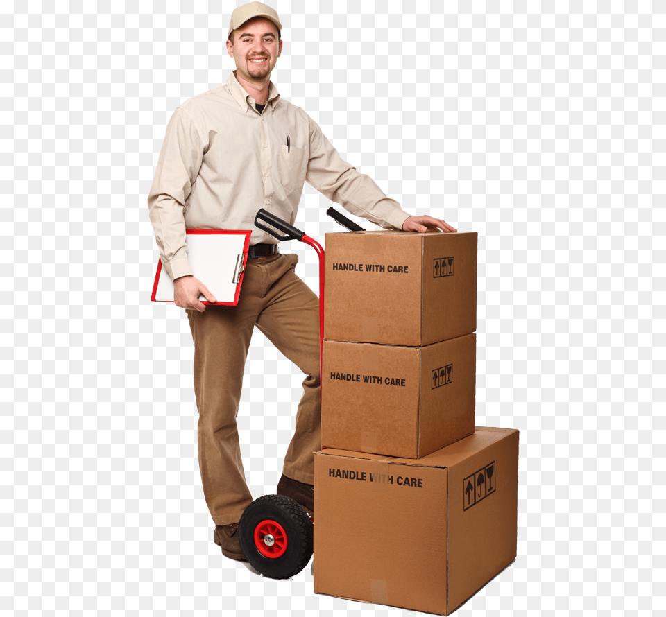 Package And Labelingpaper Productpacking Materialsmovingpallet Delivery Man Transparent, Box, Cardboard, Carton, Person Png