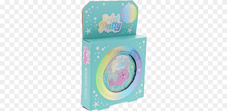 Packaged In Box With Sparkle Clear Putty Tin Inside Mermaid Putty, Cardboard, Carton, Food, Sweets Png Image