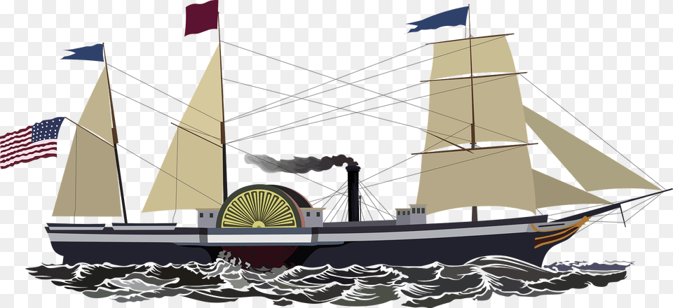 Packet Steamer Sailing Ship Clipart, Boat, Sailboat, Transportation, Vehicle Png