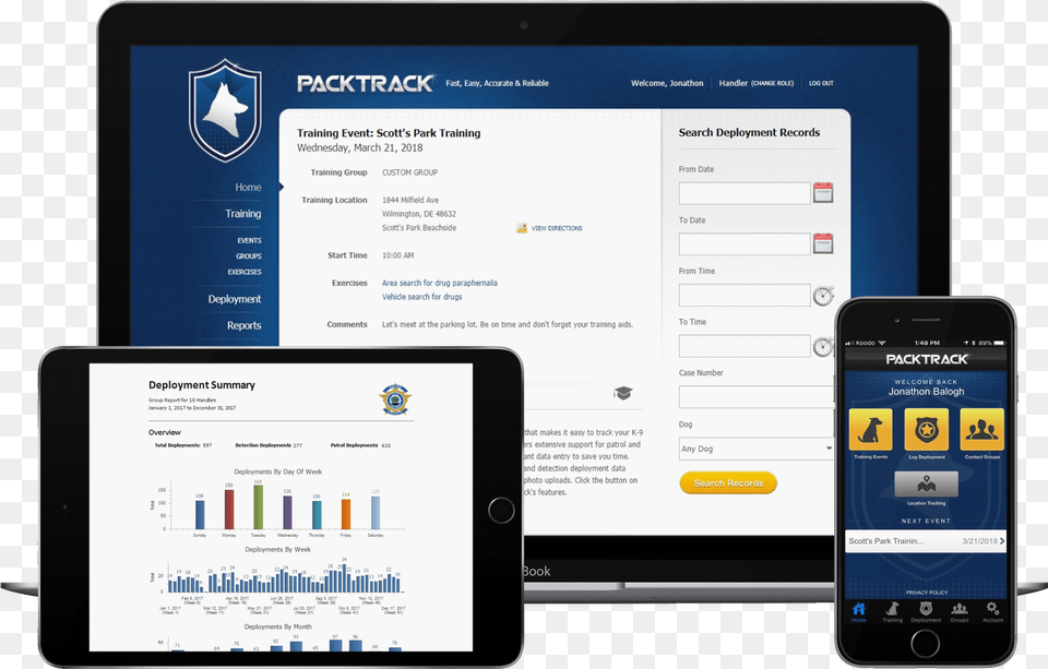 Packtrack Running On Laptop Tablet And Phone, Computer, Electronics, Mobile Phone, Tablet Computer Free Png
