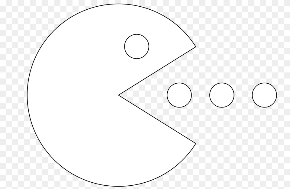 Pacman Clipart Line Pac Man Black And White, Symbol, Text, Number, Disk Png Image