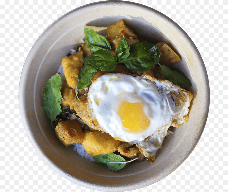 Pad Kra Pow Kai Dow Spicy Tofu Basil Fried Egg, Food, Fried Egg Free Transparent Png