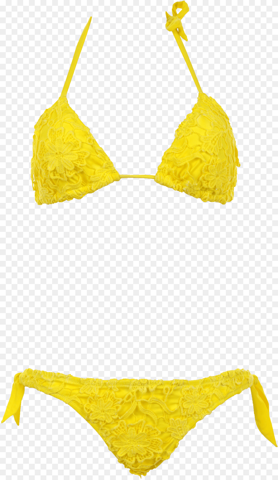 Padded Macram Lace Yellow Triangle Bikini With Removable Swimsuit Bottom, Clothing, Swimwear Png Image