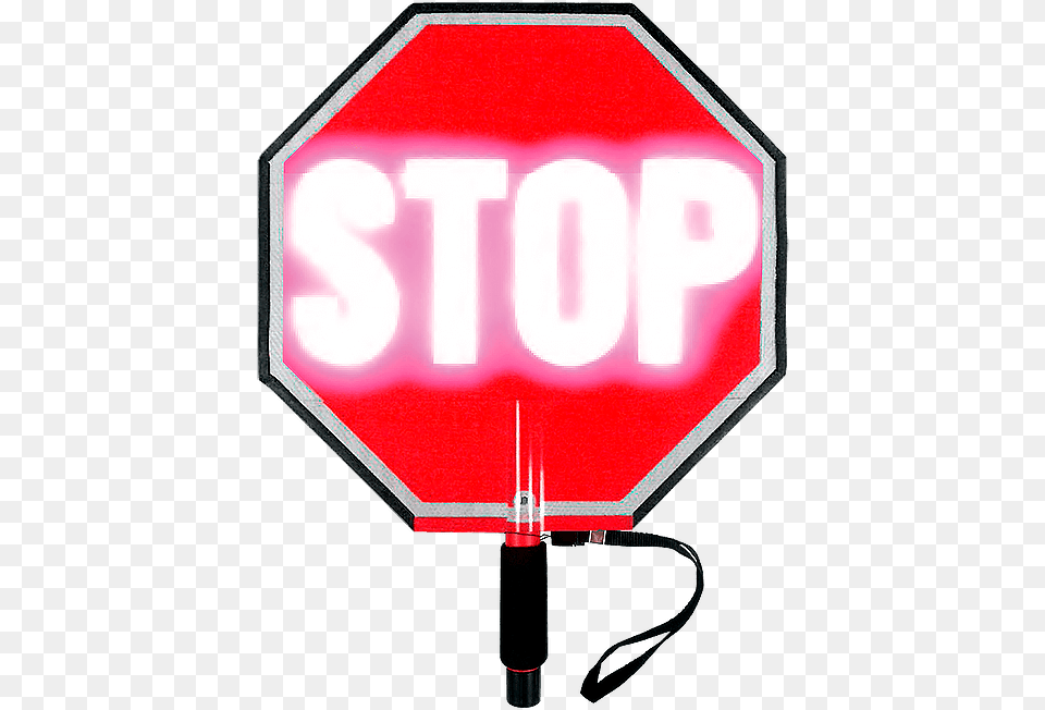 Paddle Stop Slow Flashing Led Hand Held Sign Hand Held Light Stop Sign, Road Sign, Symbol, Stopsign Free Png