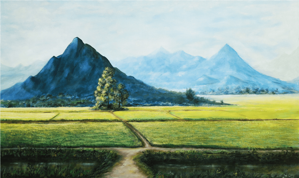 Paddyfield Canvas, Scenery, Outdoors, Nature, Mountain Range Free Png Download