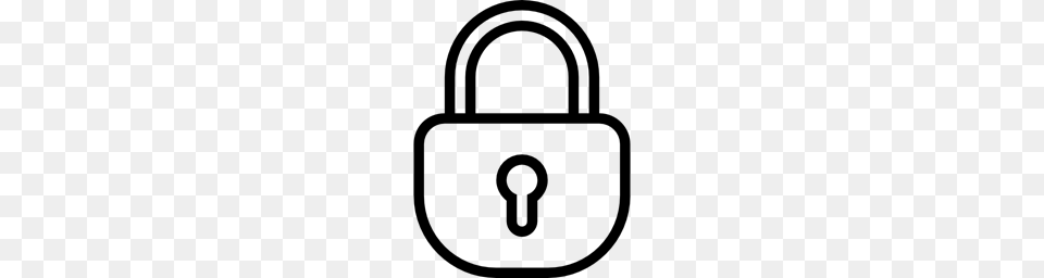 Padlock Symbol Security Outline Tool Lock Locked Interface, Gray Free Png