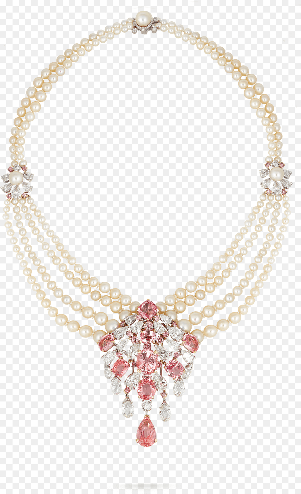 Padparadscha Sapphire And Pearl Necklace Necklace, Accessories, Jewelry, Diamond, Gemstone Free Transparent Png