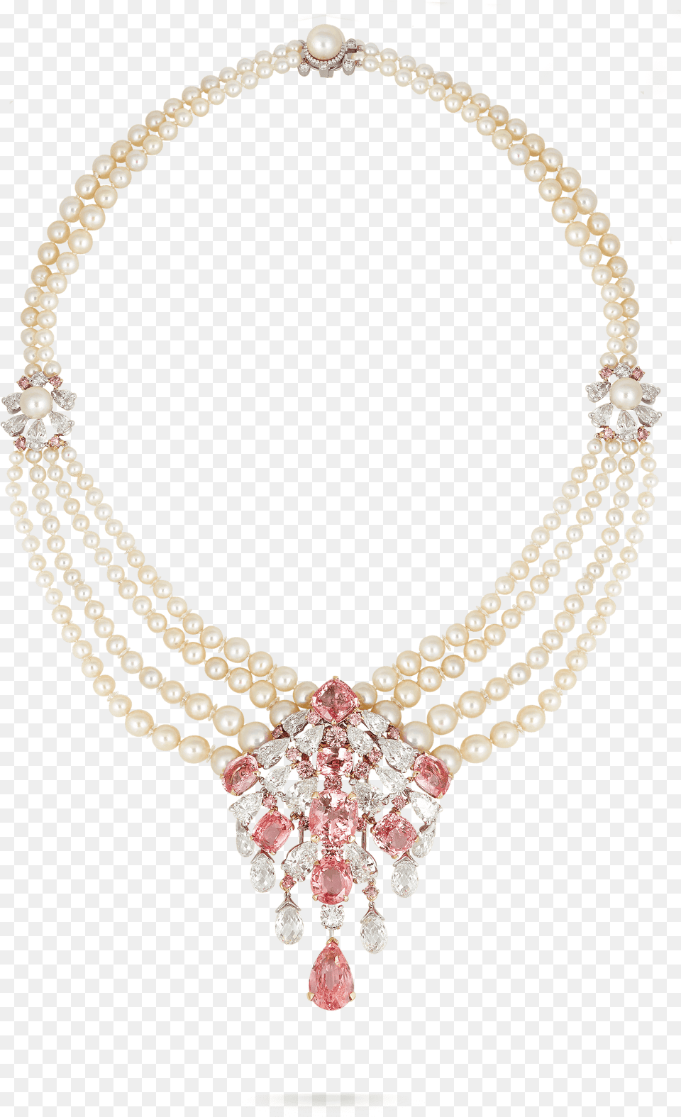 Padparadscha Sapphire And Pearl Necklace Necklace, Accessories, Jewelry, Diamond, Gemstone Free Png