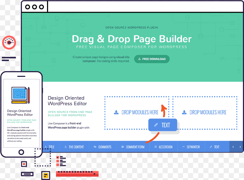 Page Builder Live Composer, File, Webpage, Text Free Png