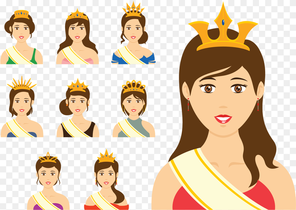 Pageant Queen Vector Vector Of Queen, Accessories, Adult, Female, Jewelry Free Transparent Png