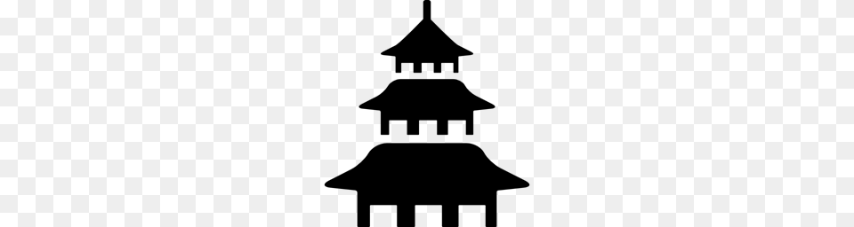 Pagoda Asian Temple Buddhism Buildings Icon, Gray Png Image