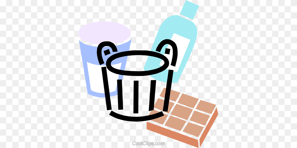 Pail With Cleaning Supplies Royalty Vector Clip Art, Bucket, Person, Smoke Pipe Free Png