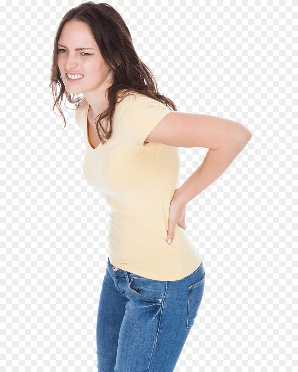 Pain In Women Clipart Woman Back Pain, Jeans, Blouse, Clothing, Sleeve Png