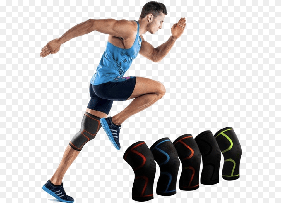 Painless Knee Support Brace Compression Gear For Running Knee Support For Running, Adult, Male, Man, Person Free Transparent Png